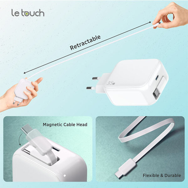 35W Wall Charger with Retractable Cable - Image 6